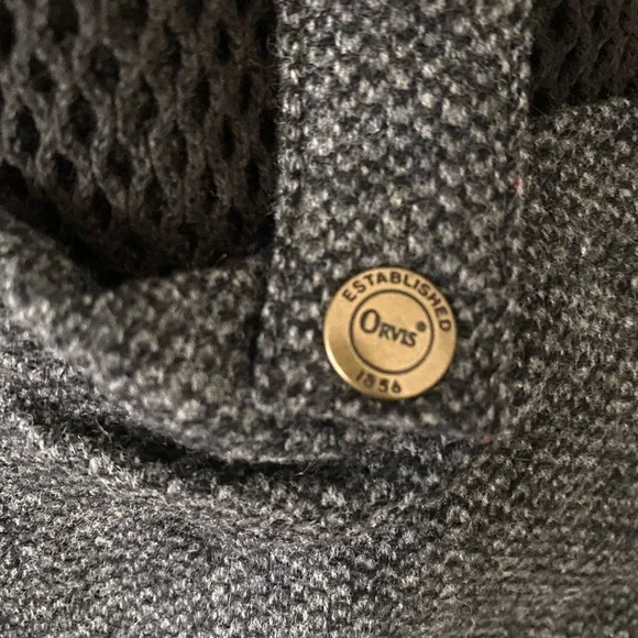 Menvintage Orvis Zambezi Jacket Wool Silk Tweed Charcoal Leather Elbow Patches